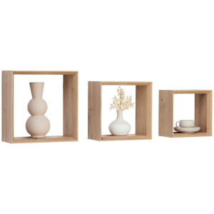 Carryhome Wandregalset, Eiche Artisan, Holzwerkstoff, 3-teilig, 20-28x20-28x11.8 cm, Bsci, Küchen, Küchenmöbel, Küchenregale