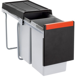 Franke Einbauabfallsammler, Grau, Schwarz, Edelstahl, Kunststoff, 2x 15 L, 25.3x43.3x46.7 cm, Küchen, Küchenausstattung, Mülleimer