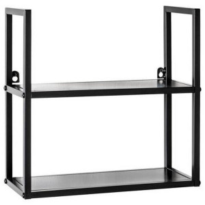 Wandregal, Schwarz, Metall, 2 Fächer, 36x36x15 cm, hängend, Küchen, Küchenmöbel, Küchenregale