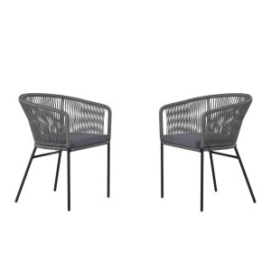 Ambia Garden Gartensessel-Set, Grau, Schwarz, Metall, Textil, 56x72x59 cm, Gartenmöbel, Gartenstühle, Gartenstühle