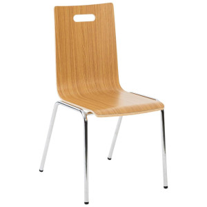 Carryhome Besucherstuhl, Eiche, Chrom, Holz, Metall, Pappel, Sperrholz, Rundrohr, 37x87x50 cm, stapelbar, Arbeitszimmer, Besucherstühle