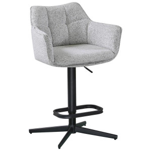 Hom´in Hom`in Tresensessel, Schwarz, Hellgrau, Metall, Textil, Drehkreuz, 56x88-108x53 cm, Stoffauswahl, Sitzfläche 360° drehbar, Esszimmer, Barmöbel,