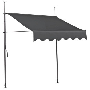 Markise, Dunkelgrau, Metall, Kunststoff, 300x200-300x120 cm, Sonnen- & Sichtschutz, Sichtschutz Garten, Markisen
