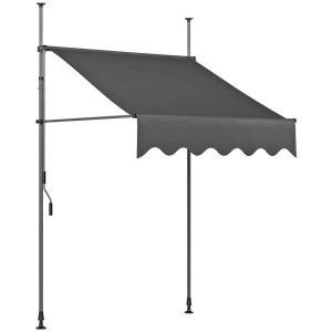 Markise, Dunkelgrau, Metall, Textil, 200x200-300x120 cm, Sonnen- & Sichtschutz, Sichtschutz Garten, Markisen