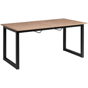 Mid.you Esstisch, Schwarz, Eiche Artisan, Metall, Holzwerkstoff, rechteckig, U-Form, 90x76x160-200 cm, ausziehbar, Esszimmer, Tische, Esstische,