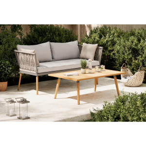 Ambia Garden Gartenset, Grau, Schwarz, Akazie, Holz, Metall, Textil, 2-teilig, Akazie, massiv, 110x161.7x40 cm, FSC 100%, Gartenmöbel,