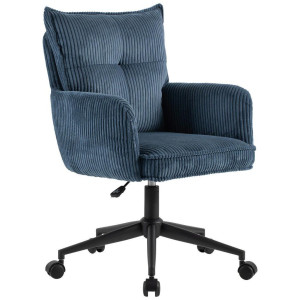 Carryhome Drehstuhl, Blau, Schwarz, Metall, Textil, Drehkreuz, 58x84.5-92x64 cm, Sitzfläche 360° drehbar, Arbeitszimmer, Bürostühle, Drehstühle