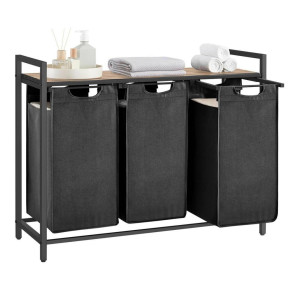 Boxxx Wäschekorb, Schwarz, Eiche, Metall, Textil, Holzwerkstoff, 114 L, rechteckig, 92.5x72x33 cm, Tragegriffe, Ordnen & Aufbewahren, Wäschekörbe &