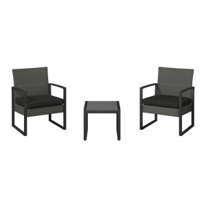 Ambia Garden Balkonset, Grau, Metall, Kunststoff, Textil, 3-teilig, Füllung: Schaumstoff, U-Form, geeignet für Balkon, Balkonmöbel, Balkonmöbel-Sets