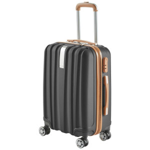 Novel Reisekoffer, Braun, Dunkelgrau, Metall, Kunststoff, 36x55x23 cm, Zahlenschloss, höhenverstellbarer Teleskopgriff, 360°-Rollensystem,