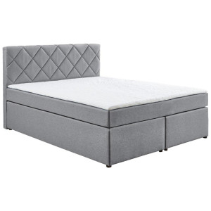 Boxxx Boxspringbett, Grau, Kunststoff, H2, Höhe ca. 15 cm, 140x200 cm, Oeko-Tex® Standard 100, gepolstertes Kopfteil, Topper durchgehend, in