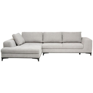 Stylife Ecksofa, Hellgrau, Holz, Metall, Buche, massiv, 3-Sitzer, Füllung: Schaumstoff, Ottomane links, L-Form, 314x211 cm, seitenverkehrt erhältlich,