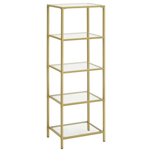 Boxxx Regal, Gold, Metall, Glas, 5 Fächer, 40x124.5x30 cm, in verschiedenen Größen erhältlich, Typenauswahl, Beimöbel erhältlich, Wohnzimmer, Regale,