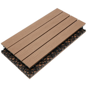 Ambia Garden Terrassenfliese Wpc, Teak, Holzwerkstoff, 60x2.1x30 cm, Global Recycled Standard (Grs), rutschfest, witterungsbeständig,
