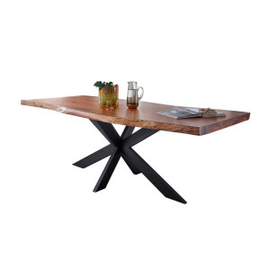 P & B Esstisch, Akazie, Holz, Akazie, massiv, rechteckig, X-Form, 90x76x160 cm, Esszimmer, Tische, Esstische, Baumkantentische