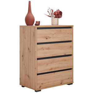 Carryhome Kommode, Anthrazit, Eiche, Kunststoff, 4 Schublade(n) Schubladen, 80x103x48 cm, Beimöbel erhältlich, stehend, Wohnzimmer, Kommoden &