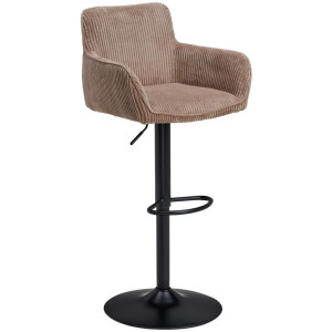 Livetastic Barhocker, Schwarz, Hellbraun, Metall, Textil, Drehteller, 55x91.5-113x52 cm, Sitzfläche 360° drehbar, inklusive Armlehnen, Esszimmer,