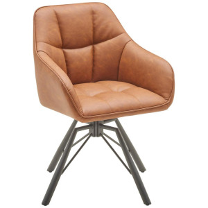 Livetastic Armlehnstuhl, Braun, Schwarz, Metall, Textil, Drehkreuz, 58.5x82.5x54.5 cm, Sitzfläche 360° drehbar, Esszimmer, Stühle, Esszimmerstühle,