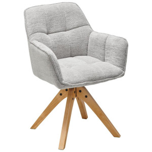 Livetastic Armlehnstuhl, Eiche, Hellgrau, Holz, Textil, Eiche, massiv, Drehkreuz, 61x85x63 cm, inklusive Armlehnen, Esszimmer, Stühle,