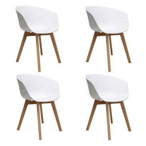 Mid.you Armlehnstuhl-Set, Weiß, Holz, Kunststoff, Buche, massiv, Uni, konisch, 60x78.5x44 cm, Esszimmer, Stühle, Esszimmerstühle, Esszimmerstühle-Set