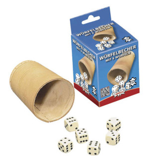 Amigo Spiel Lederwürfelbecher mit 6 Würfeln