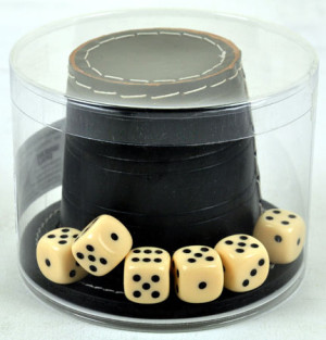 Spiel Riesen-Leder-Würfelbecher mit 6 Würfeln