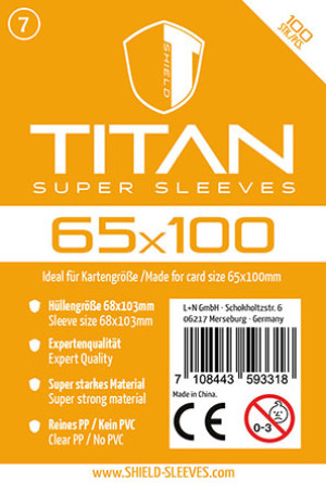 Spiel Shield Titan 7 - 100 Super Sleeves für Kartengröße 65 x 100 mm