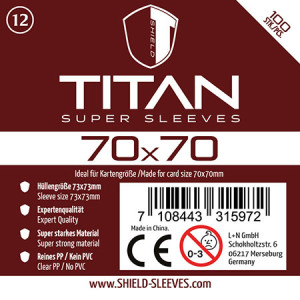 Spiel Shield Titan 12 - 100 Super Sleeves für Kartengröße 70 x 70 mm