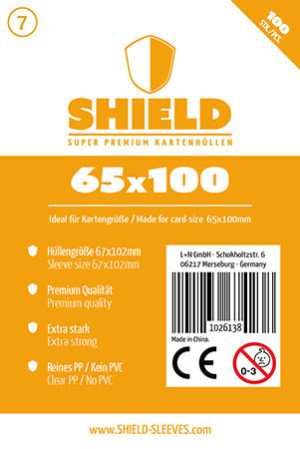 Shield 7 - 100 Super Premium Kartenhüllen für Kartengröße 65 x 100 mm
