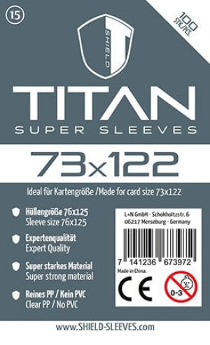Shield Titan 15 - 100 Super Sleeves für Kartengröße 73 x 122 mm
