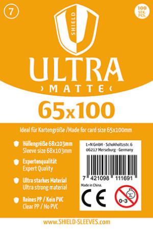 Shield Ultra Matte 7 - 100 Super Sleeves für Kartengröße 65 x 100 mm