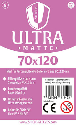 Shield Ultra Matte 8 - 100 Super Sleeves für Kartengröße 70 x 120 mm