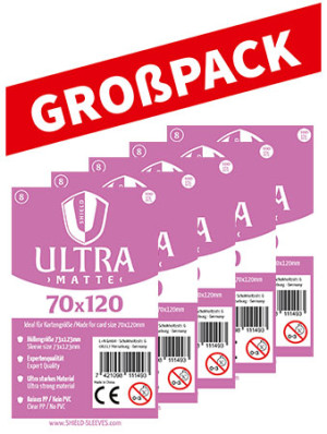 Shield Ultra Matte 8 - (100er Großpack) 100 Super Sleeves für Kartengröße 70 x 120 mm