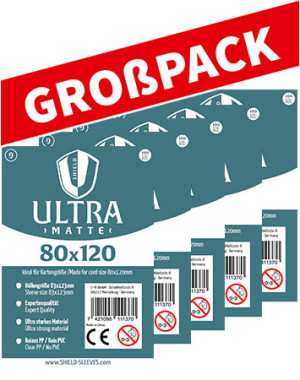 Shield Ultra Matte 9 - (100er Großpack) 100 Super Sleeves für Kartengröße 80 x 120 mm