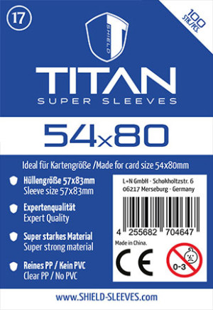 Spiel Shield Titan 17 - 100 Super Sleeves für Kartengröße 54 x 80 mm