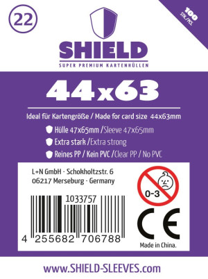 Shield 22 - 100 Super Premium Kartenhüllen für Kartengröße 44x63 mm