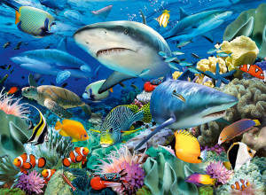 Ravensburger-Puzzle 100 Teile: Riff der Haie