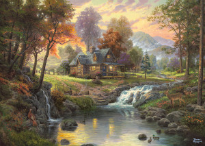 Schmidt-Spiele-Puzzle 1000 Teile: Holzhaus am Bach