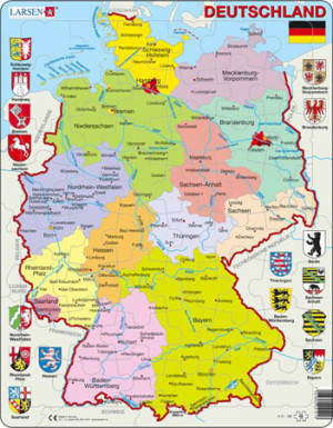 Larsen-Puzzle 48 Teile: Lernkarte - Deutschland (politisch)
