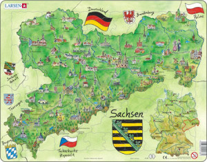 Larsen-Puzzle 72 Teile: Bundesland Freistaat Sachsen physisch