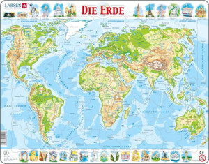 Larsen-Puzzle 80 Teile: Lernkarte - Die Erde (physisch)