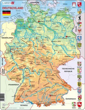 Larsen-Puzzle 50 Teile: Deutschlandkarte physisch