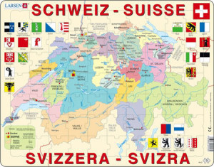 Larsen-Puzzle 70 Teile: Lernkarte - Schweiz (politisch)