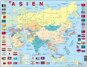 Larsen-Puzzle 70 Teile: Lernkarte - Asien (politisch)