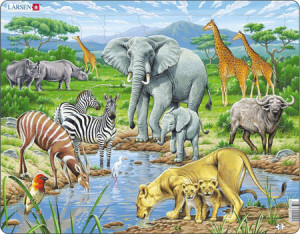 Larsen-Puzzle 65 Teile: Motivpuzzle - Tiere in der Savanne