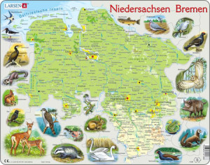 Larsen-Puzzle 54 Teile: Bundesland Niedersachsen und Bremen physisch
