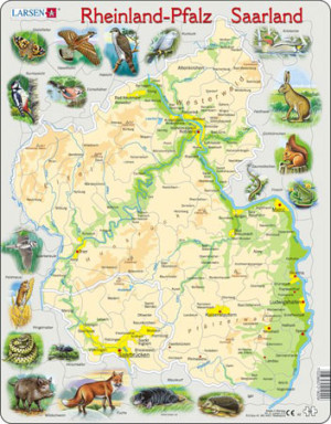 Larsen-Puzzle 66 Teile: Bundesland Rheinland-Pfalz und Saarland physisch