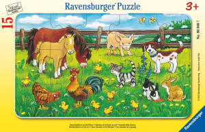 Ravensburger-Puzzle 15 Teile: Bauernhoftiere auf d.Wiese