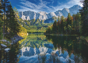 Ravensburger-Puzzle 1000 Teile: Eibsee mit Wettersteingebirge und Zugspitze