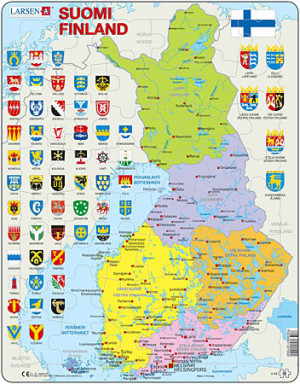 Larsen-Puzzle 48 Teile: Lernkarte - Finnland (politisch)